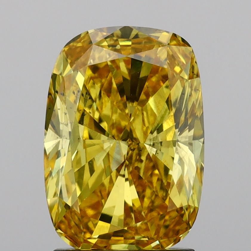 BBC diamond ダイアモンド　クッション 2.06ct Cushion Fancy Vivid Yellow SI1 Lab Grown Diamond | Rêve